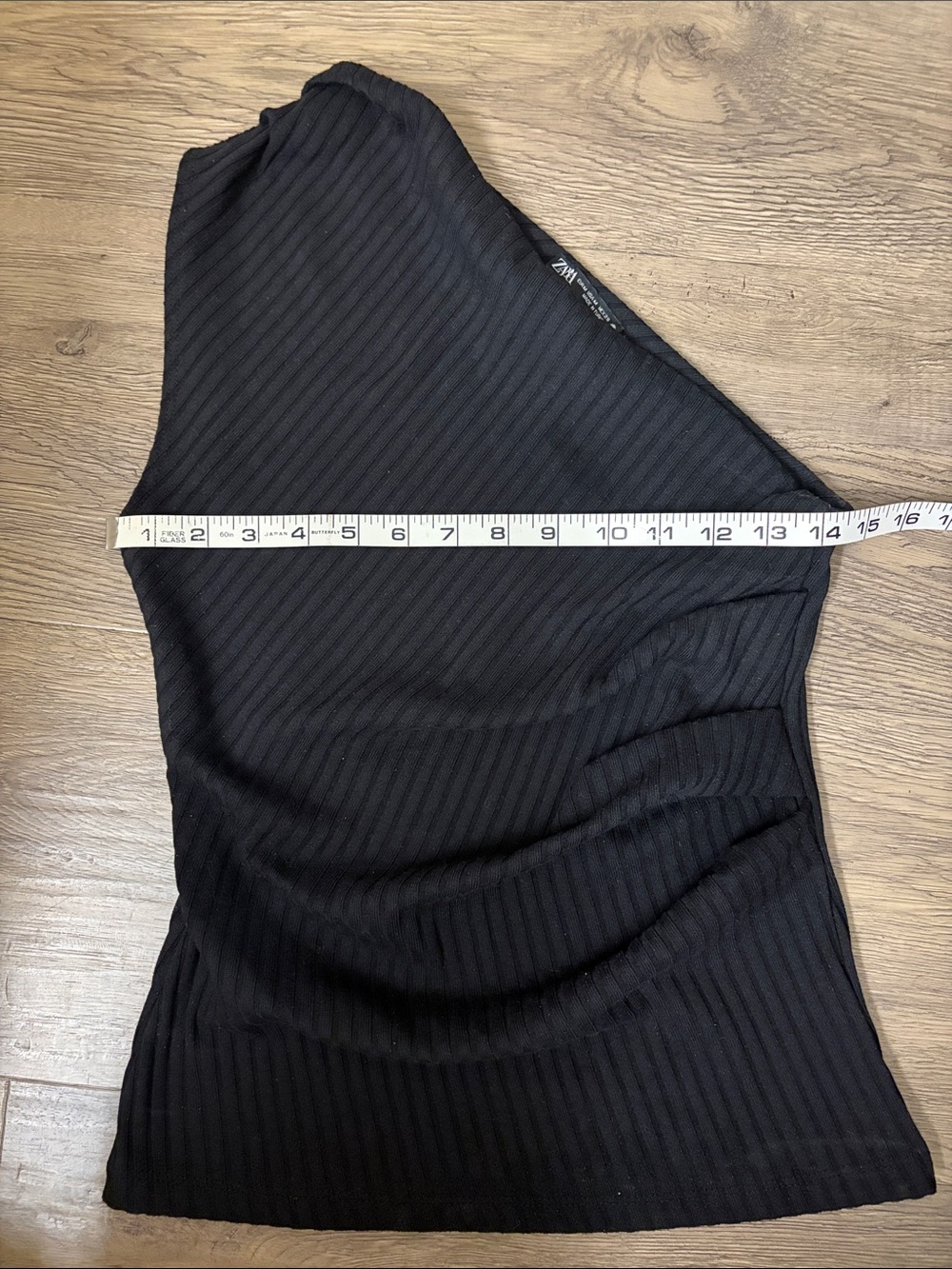 Zara Black One-Shoulder Ribbed Top - Picture 2 of 6